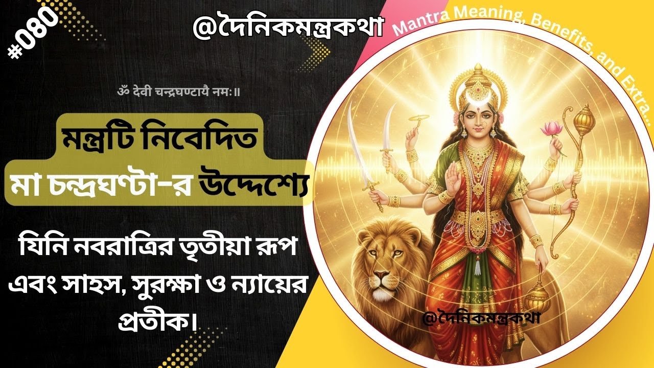 (*080) মা চন্দ্রঘণ্টা পবিত্র মন্ত্র উপকারিতা 🕉️ Maa Chandraghanta Mantra 🙏