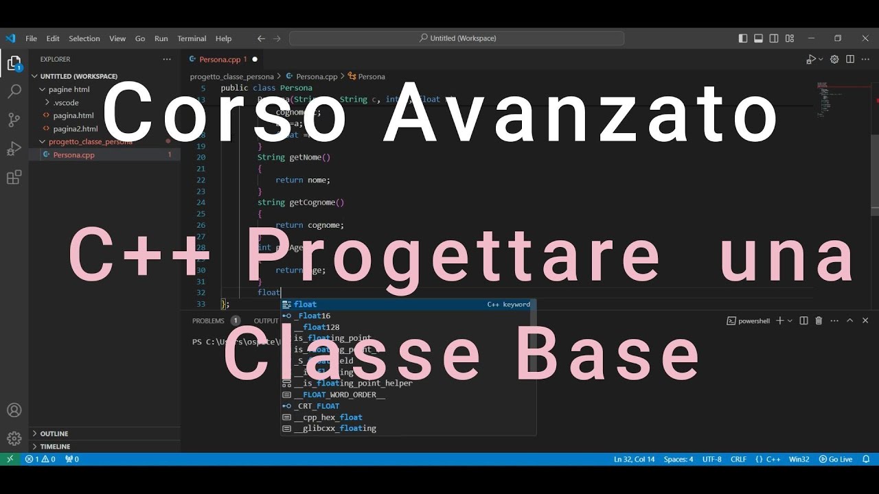 Passo dopo passo: creare una classe base in C++ per principianti - YouTube