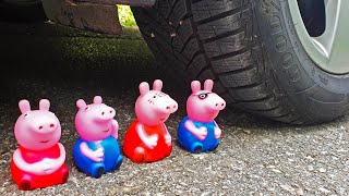 Crushing Crunchy & Soft Things by Car! EXPERIMENT CAR VS PEPPA PIG FAMILY