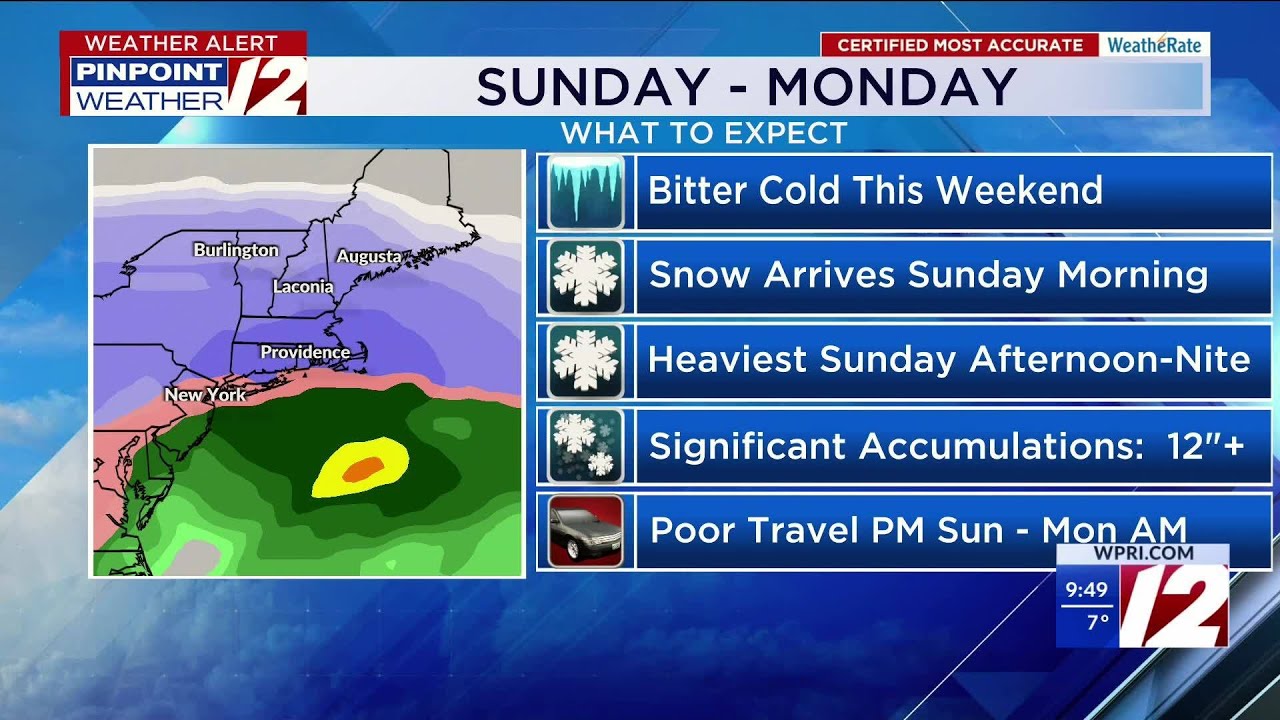 WPRI 12 Weather Forecast for 1/24/26: Frigid today; significant snow ...