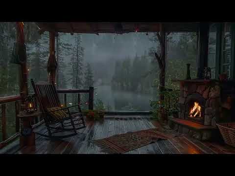 Sitting On The Porch A Stormy Day Heavy Rain And Fireplace Sounds To Sleep Relax Rest Study