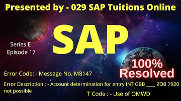 SAP Error | Account determination for entry INT GBB ____ ZOB 7920 not possible | Message No. M8147 |