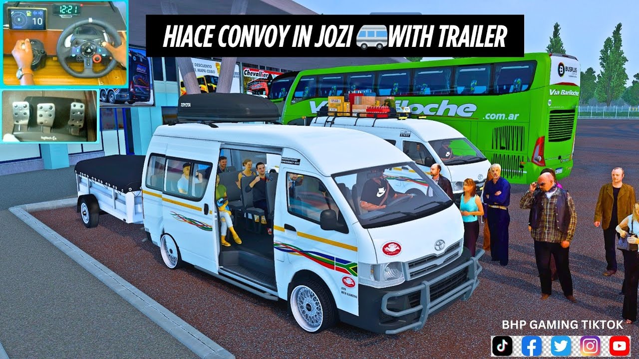 Toyota Hiace Convoy in Jozi with Trailer |Passenger Delivery Across City Streets | ETS2 Logitech G29