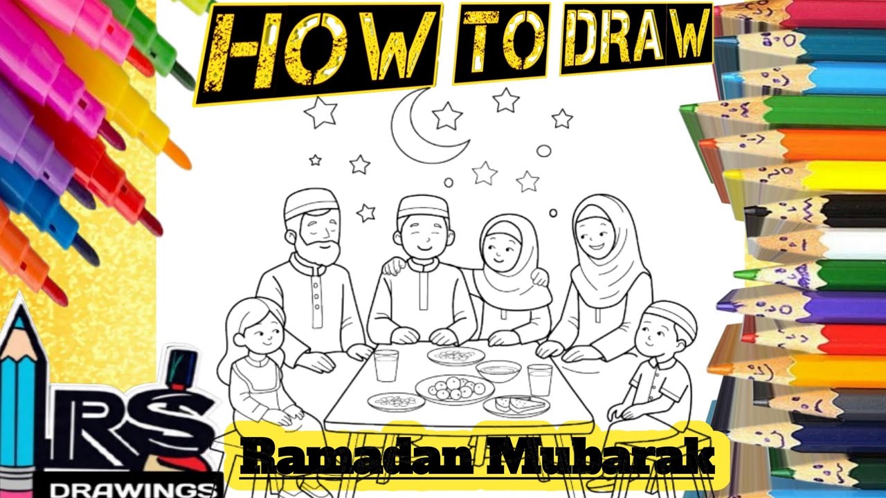 Рисование на тему Рамадана | Идеи для рисования на тему Рамадана для начинающих | Пошаговое рисов...