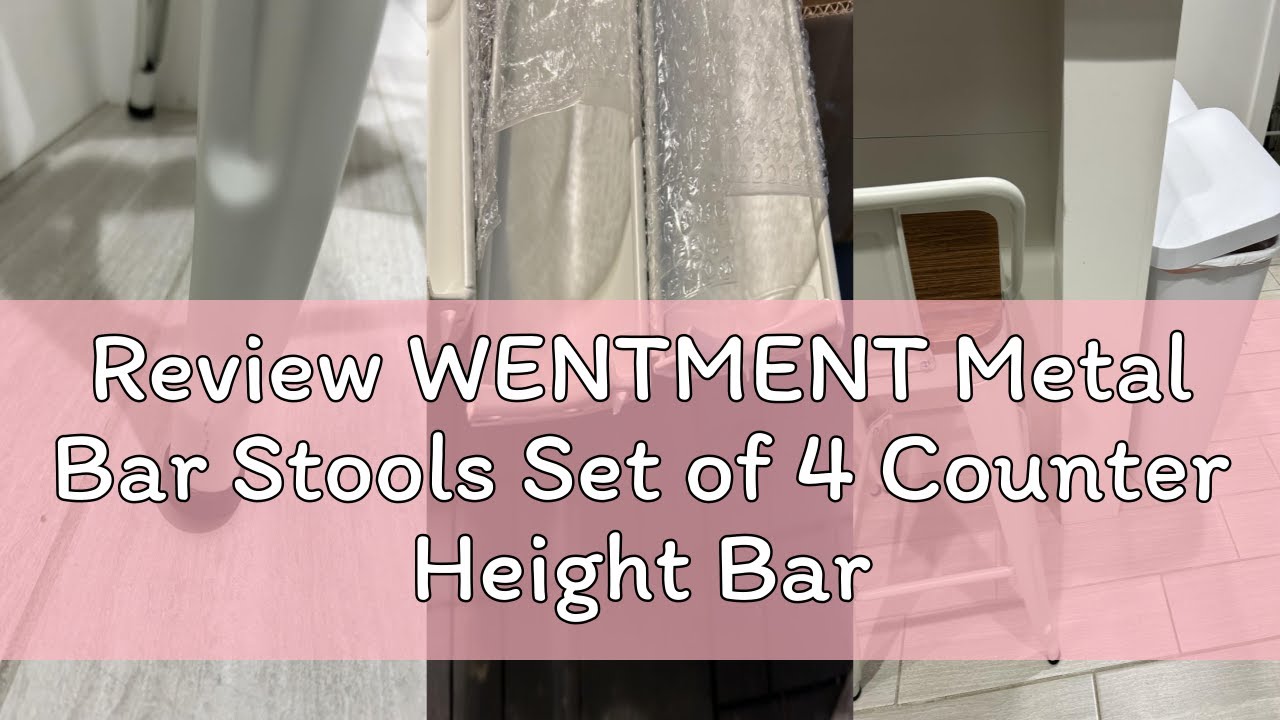Review WENTMENT Metal Bar Stools Set of 4 Counter Height Barstools with Removable Back 24" Kitchen B