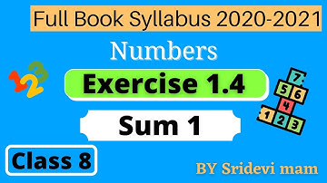 8th std maths tn chapter 1 Numbers exercise 1.4 SUM 1 8th std full book new syllabus 8th std tamil