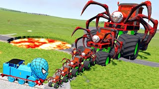 Big & Small Choo-Choo Charles Monster Truck vs Thomas Spider-Man the Tank Engine | BeamNG.Drive