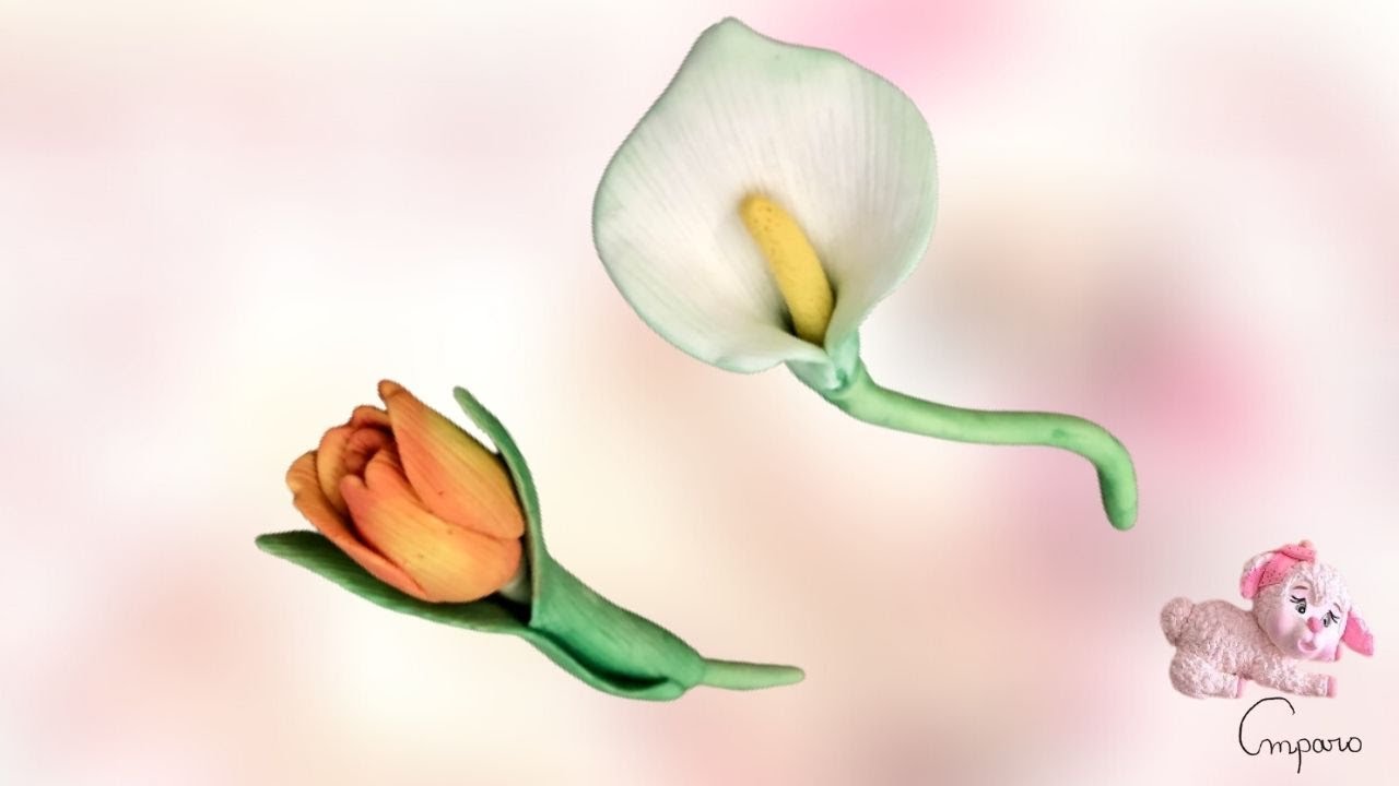 Tulipán y alcatraz en porcelana fría/ Tulip and alcatraz in cold porcelain