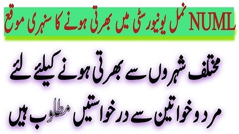 NUML University Jobs | NUML University Islamabad Jobs | how to apply in NUML University Latest Jobs