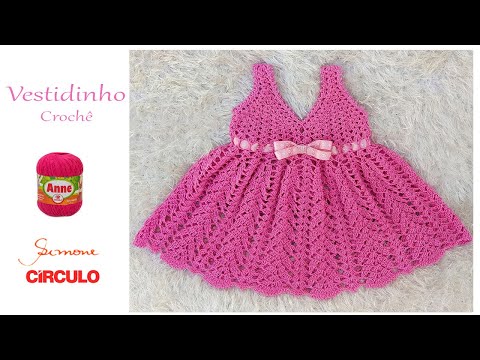 Vestidinho em Crochê para bebê 1 à 3 meses Prof. Simone Eleotério 