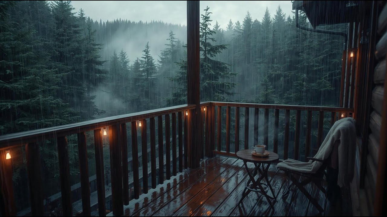 Rain Ambience 🌧️ Cozy Forest Balcony for Relaxation & Focus