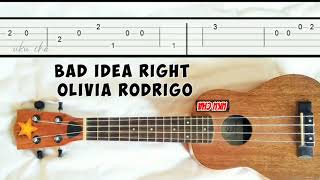 Video thumbnail of "Bad idea right Olivia Rodrigo Slow easy melody fingerpicking fingerstyle ukulele tab tutorial"