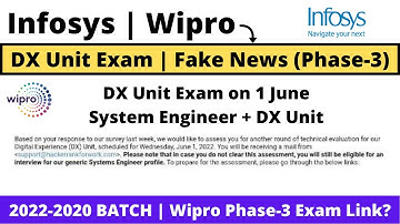 Infosys New Exam DX Unit on 1 June | Upgradation Role | 2022-2020 BATCH | Wipro Phase-3 Exam Link?