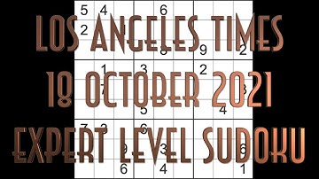 Sudoku solution – Los Angeles Times sudoku 18 October 2021 Expert level