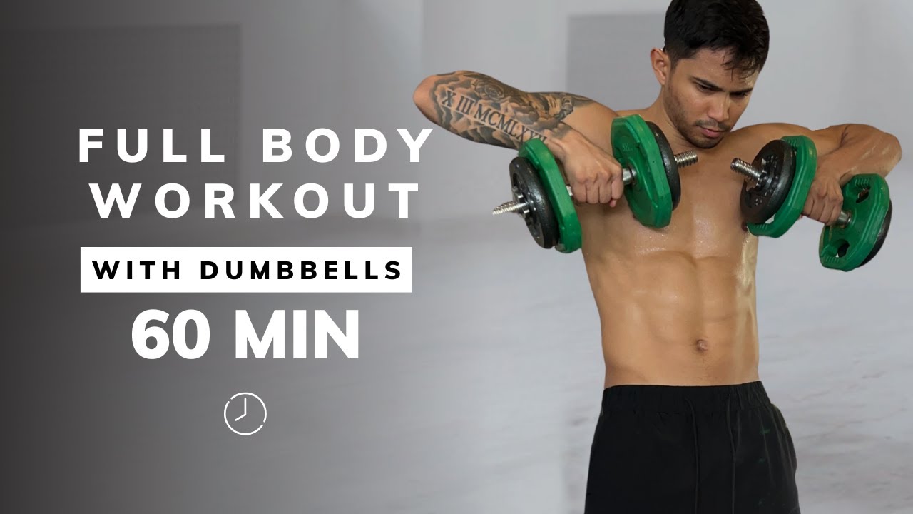 60 Min STANDING DUMBBELL WORKOUT - Full Body Strength With Weights - No Jumping & No Repeats