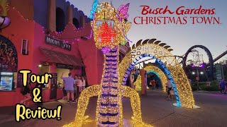 Busch Gardens Tampa Bay Christmas Town Tour & Review 2024!