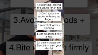 Post op instructions you’ve to give every patient after extraction #patientsafety #dentist