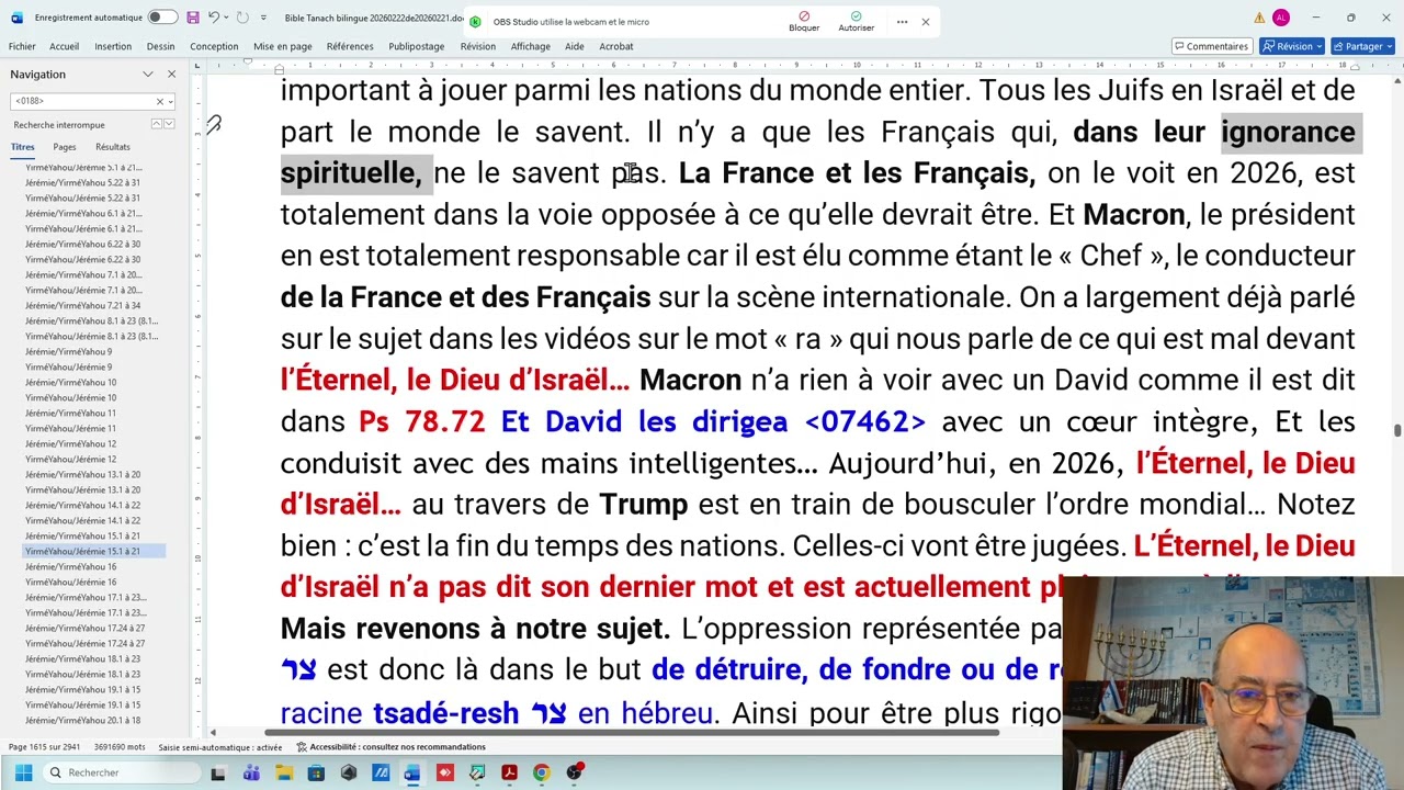1106 Tsarah(8)Jeleur donnerai d'abord le double salaire de leurs iniquités et  péchés(Jér15.1à49.24)