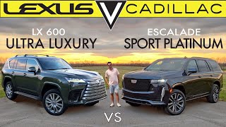 LUXURY TANKS! -- 2023 Cadillac Escalade vs. Lexus LX 600: Comparison