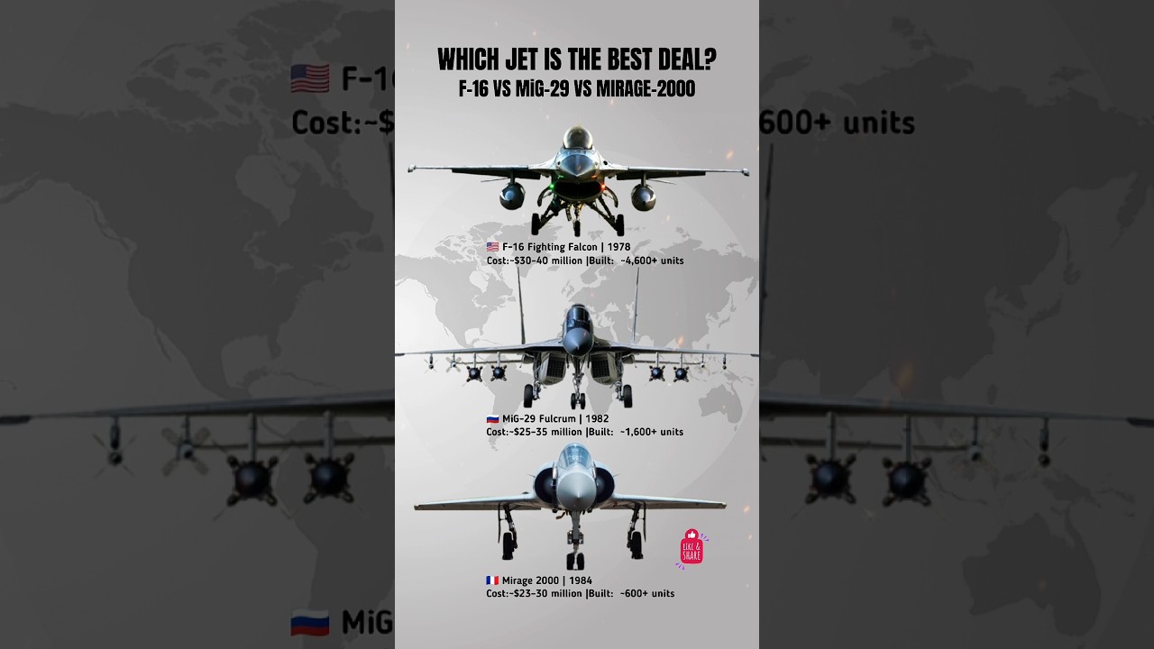 F-16 vs MiG-29 vs Mirage 2000 – Cost & Production Compared