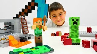 Крипер на Minecraft стройке! Видео с игрушками Майнкрафт Лего.