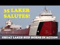 35 lakers saluting great lakes ship horns in action