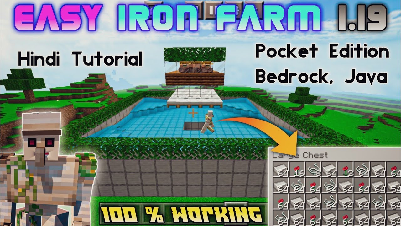 Minecraft 1.19 BEST IRON FARM For Pocket Edition/Bedrock/Java Simple And Easy IRON FARM