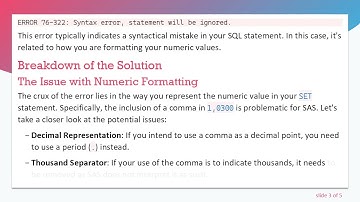 Resolving the Proc SQL UPDATE ERROR 22-322: Expecting a name in SAS