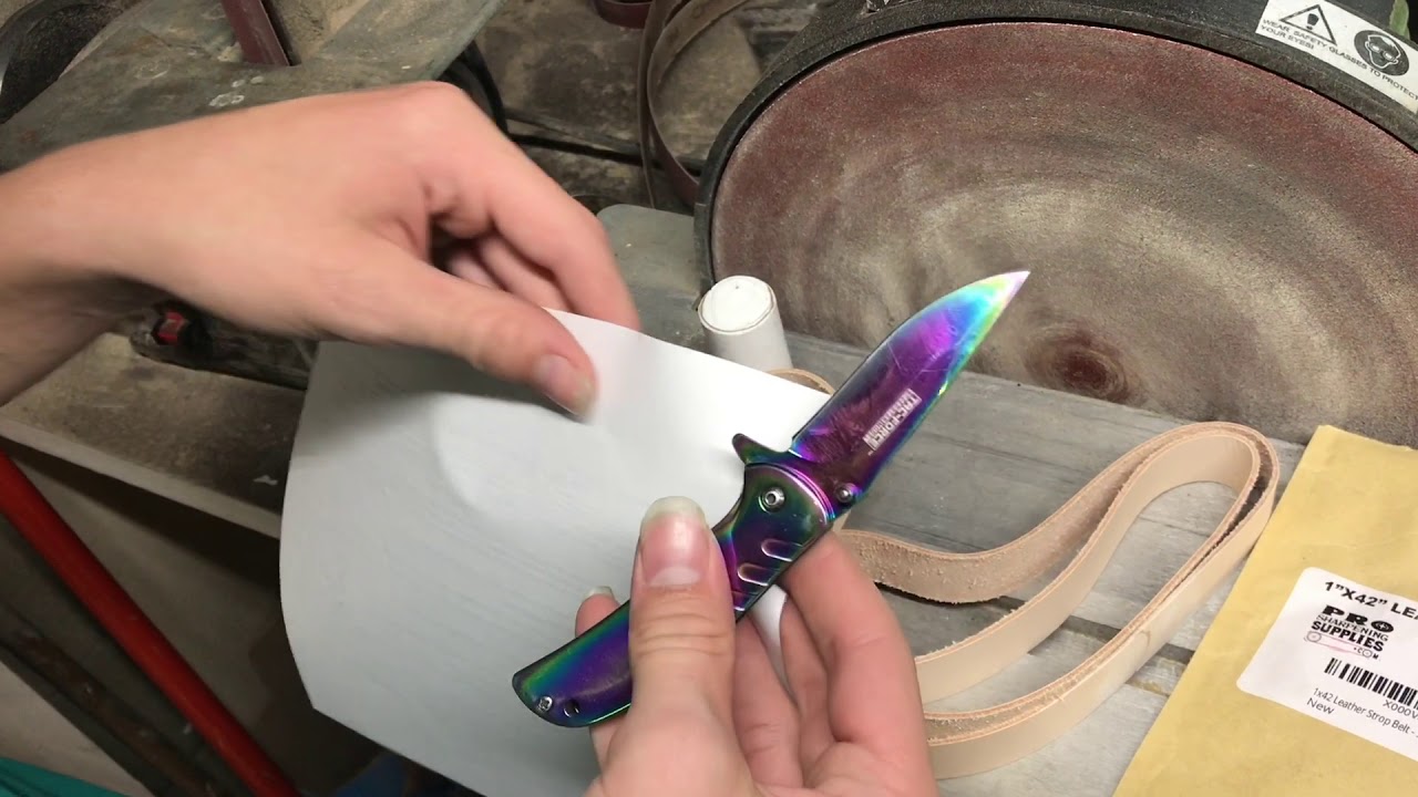 using a LEATHER honing belt to make a knife really sharp ( pro sharpening supplies) YouTube