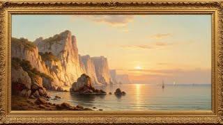 Frame TV Art with Music: 4K Vintage Oil Paintings A Classical Coastal Sunset with Majestic Cliffs screenshot 4