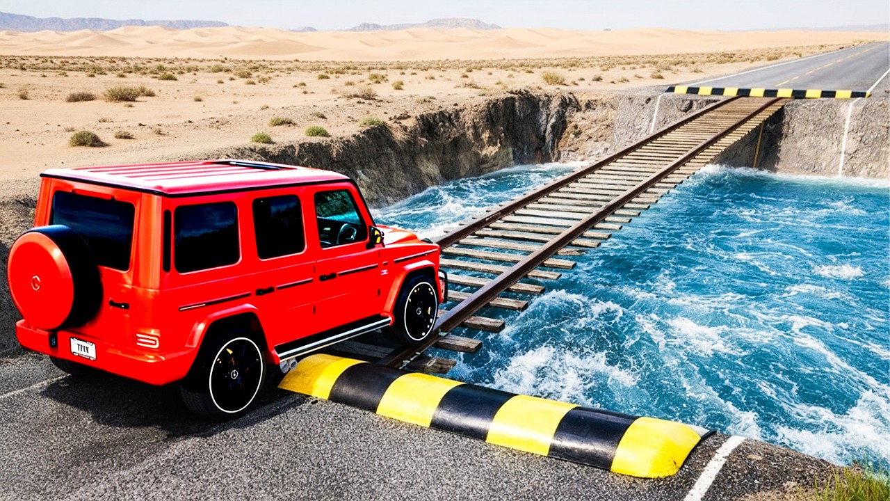 Cars vs Train Track Bridge Challenge in BeamNG Drive!