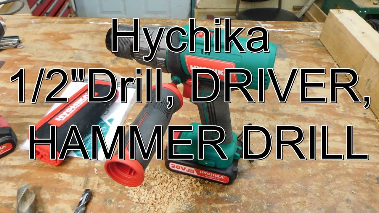 Unbox the Cordless HYCHIKA Hammer Drill Driver with Auxiliary Handle, 1/2” Metal Chuck