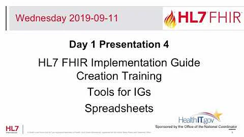 Spreadsheets - FHIR Implementation Guide Training