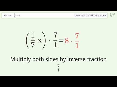 Solve 1/7x=8: Linear Equation Video Solution | Tiger Algebra