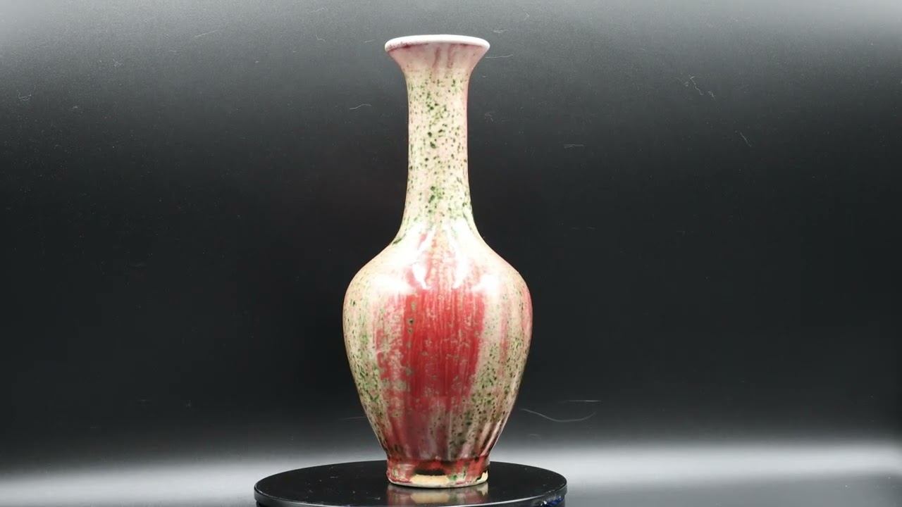 中国美術 清乾隆 紅釉直径瓶 紅釉長頸瓶 辰砂花瓶 大清乾隆红釉花瓶- YouTube