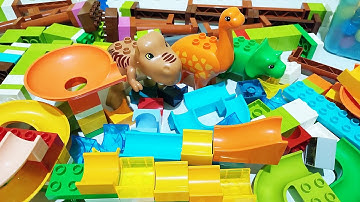 👍Satisfying Building Blocks ASMR Marble Run Dinosaur Winding Staircase