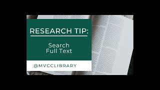 Research Tip: Search for Full Text Articles