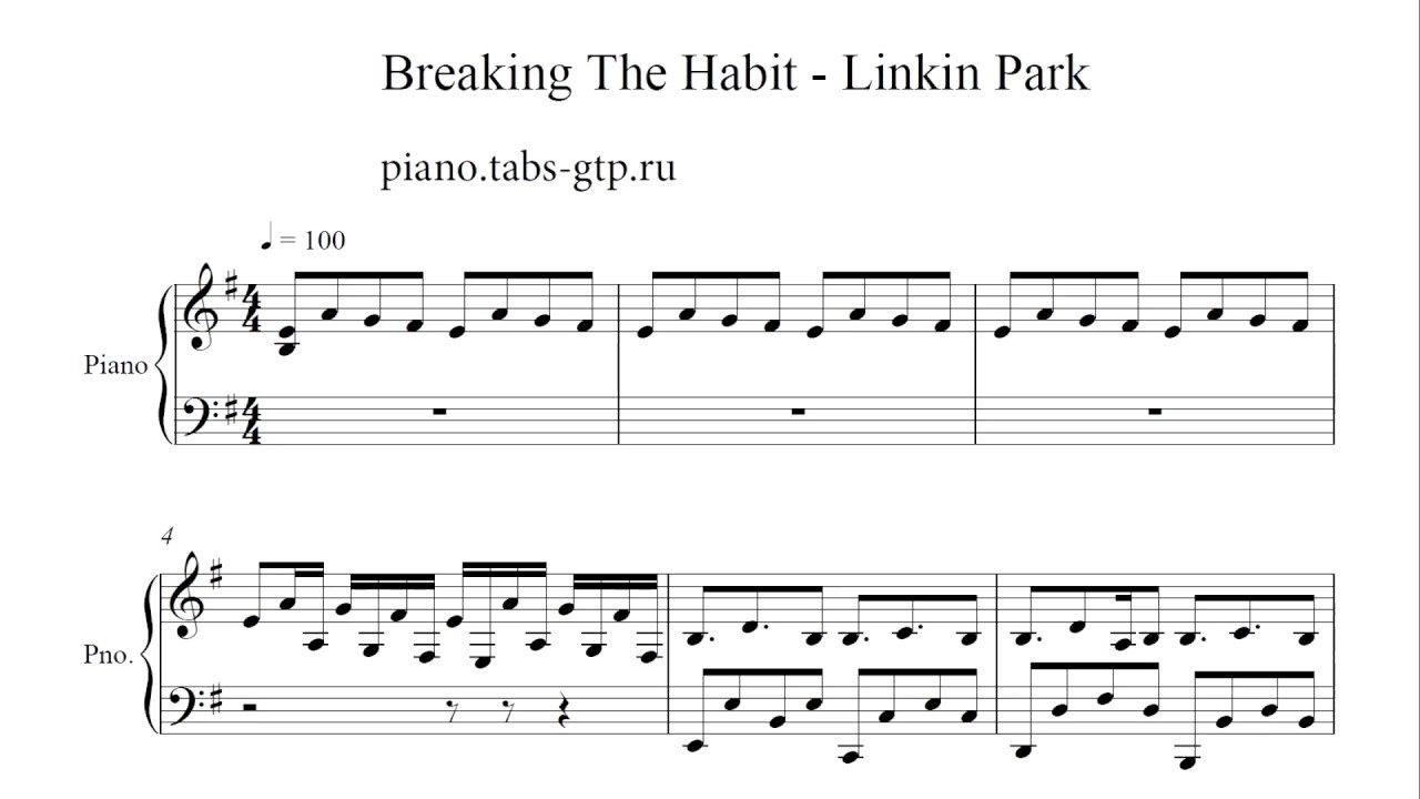 Breaking The Habit Linkin Park Noty Dlya Fortepiano Akkordy