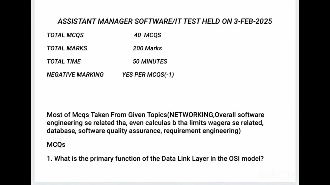 Assistant Manager Software/IT Past Paper/Syllabus  (3-Feb-2025)