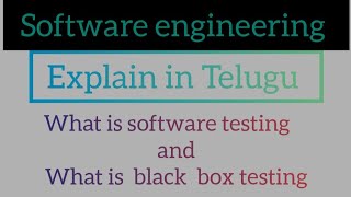 Software testing and black box testing in software engineering in Telugusoftwaretestingblack box