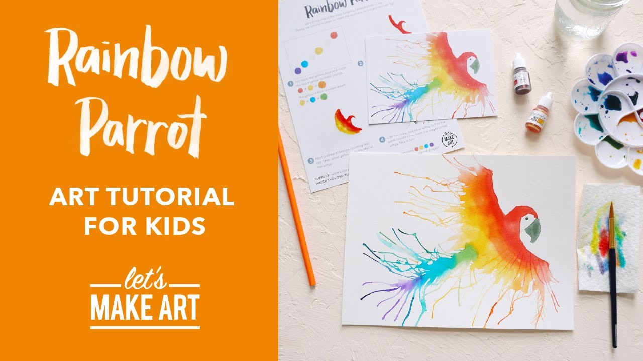 Kids Virtual Parrot Canvas Paint Pre-Recorded Lesson - A Sprinkle