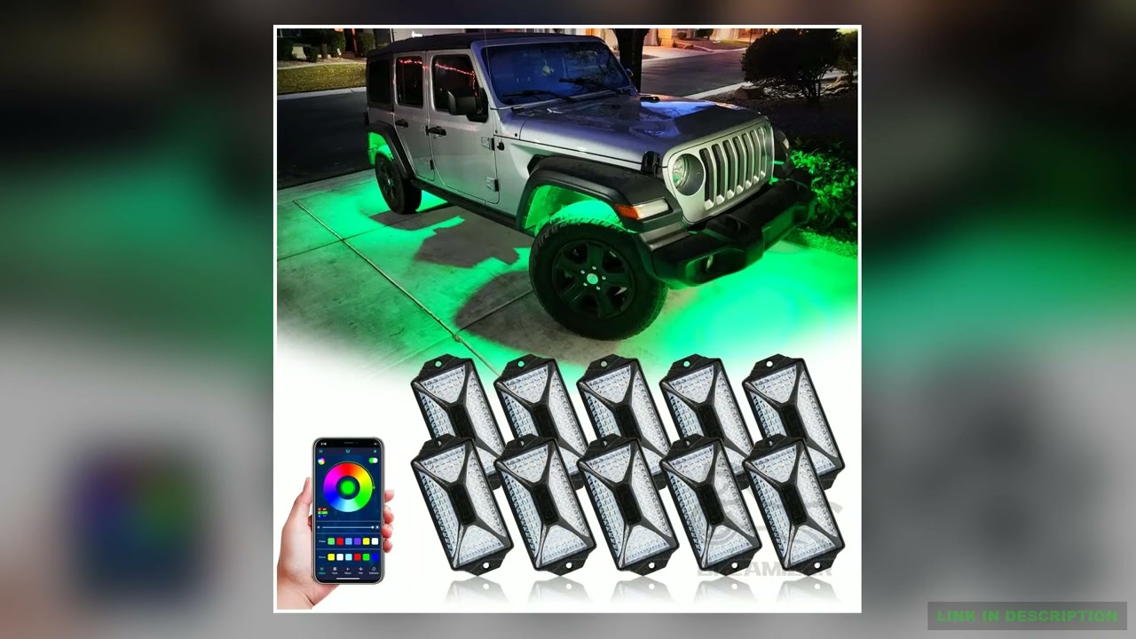 10 Pods 240 LED APP Control RGB Rock Lights For Jeep OffRoad Truck UTV Underbody Underglow Trail