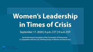 Webinar on Women's Leadership in Times of Crisis held on September 17, 2020