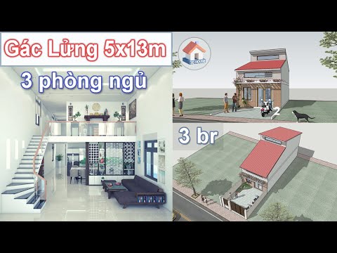 Mẫu nhà cấp 4 gác lửng 3 phòng ngủ 5x13m thiết kế đẹp