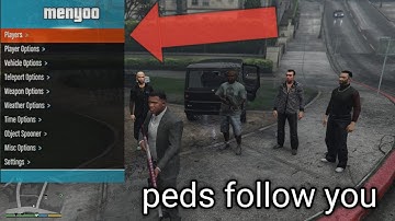 GTA 5 - Peds follow you in anywhere / how to give task to ped using menyoo mod menu.#gta5