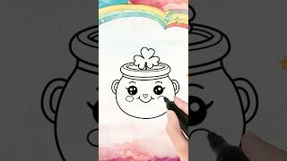 Shamrock ☘️ Plant Pot | Cute Saint Patrick's Day Drawing #shorts