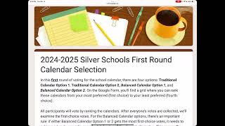 2024-2025 Silver Schools Calendar Selection Process