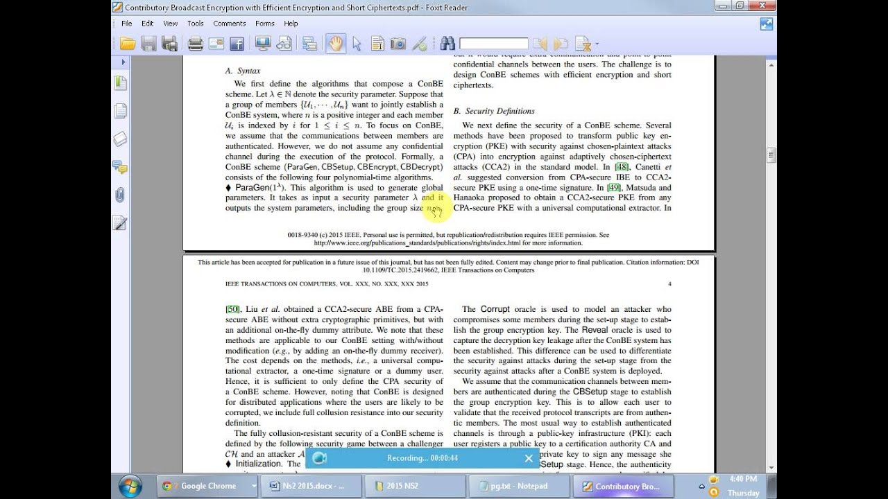 IEEE 2015 NS2 CONTRIBUTORY BROADCAST ENCRYPTION WITH EFFICIENT ENCRYPTION AND SHORT CIPHERTEXTS
