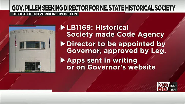 Governor Pillen seeks applicants for Director of Nebraska State Historical Society