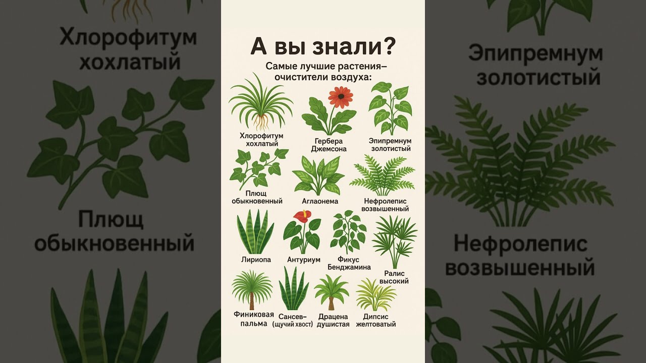 🌿 Комнатные Растения которые очищают воздух в квартире #цветыдлядома #комнатныерастения